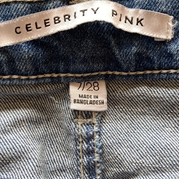 Celebrity Pink Denim Festival Skirt Size 7 Medium Wash Heavy‎ Fringe NWT - Picture 6 of 8